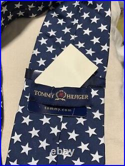 RARE &VINTAGE TOMMY HILFIGER USA American Flag Men's Silk Tie 57- 3.3/4 NWT