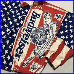 RARE Vintage Budweiser American Flag Jacket Sz XL Licensed Anheuser Busch USA