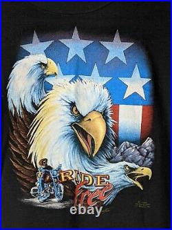 RARE Vtg 80s Harley Davidson 3D Emblem M Single 1986 Pam Stern Eagle Flag USA