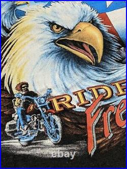 RARE Vtg 80s Harley Davidson 3D Emblem M Single 1986 Pam Stern Eagle Flag USA