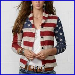 Ralph Lauren Denim & Supply Cardigan Sweater Patriotic American Flag Small S/P