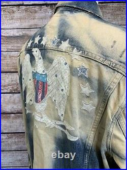 Ralph Lauren Denim & Supply Denim Jacket Size XL Eagle USA American Flag
