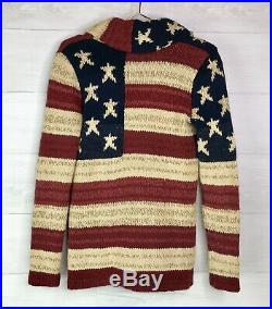 Ralph Lauren Denim & Supply Knit Shawl Cardigan Sweater American USA Flag Small