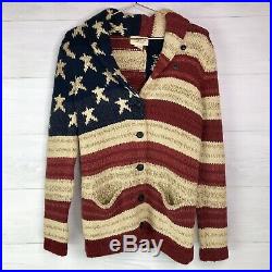 Ralph Lauren Denim & Supply Knit Shawl Cardigan Sweater American USA Flag Small