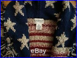 Ralph Lauren Denim & Supply Patchwork Fringed American Us Flag Sweater M/l USA