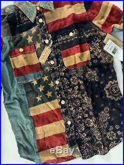 Ralph Lauren Denim & Supply Women's Vintage USA Flag Patriotic Shirt L Large NWT