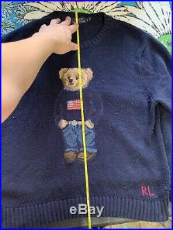 Ralph Lauren Polo Bear Sweater Large Mens American Flag USA