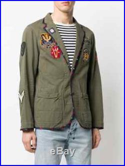 Ralph Lauren Polo Multi Patch USA Flag Army Blazer Jacket L New