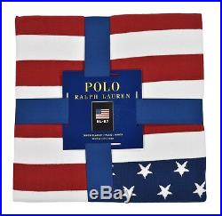 Ralph Lauren Polo Navy USA American Flag 50 x 70 Throw Blanket New
