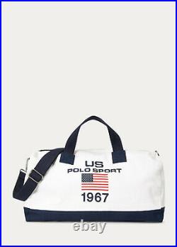 Ralph Lauren Polo Sport White Canvas 1967 USA Flag Duffle Bag New $250