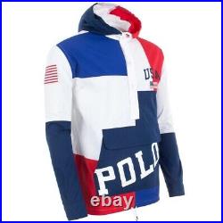 Ralph Lauren Pullover Jacket USA Colour Block Water Repellent Half Button Size L