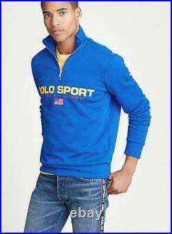 Ralph Lauren Sweatshirt Polo Sport Half Zip American Flag Fleece Logo Jacket