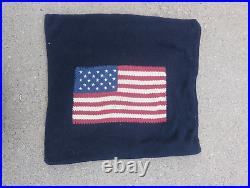 Ralph Lauren Vintage Knitted American Flag Pillow Cover 20 x 20 USA America