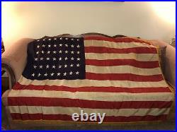 Rare Estate find Vintage 48 Star U. S. American Flag with gold trim 46 by 66