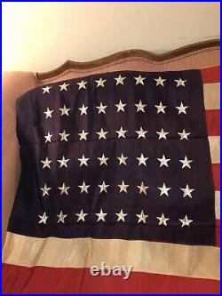 Rare Estate find Vintage 48 Star U. S. American Flag with gold trim 46 by 66
