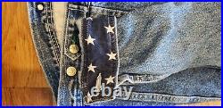 Rare TOMMY HILFIGER Crest Vintage Denim American Flag USA Lined Jean Jacket Sz L