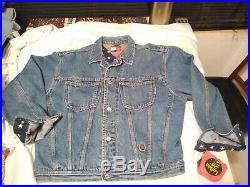 Rare TOMMY HILFIGER Vintage Denim American Flag USA Lined Jean Jacket Sz L