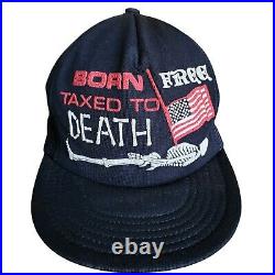 Rare Vintage Born Free Taxed To Death Mesh Trucker Hat Snapback USA Flag Cap