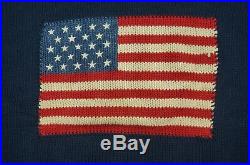 Rare Vintage POLO COUNTRY American USA Flag Knit Crewneck Sweater 90s Navy SZ XL