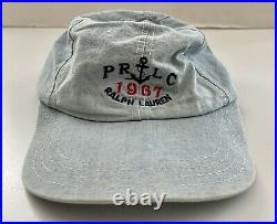 Rare Vintage POLO RALPH LAUREN Chambray Strapback Hat Cap 90s Made In USA