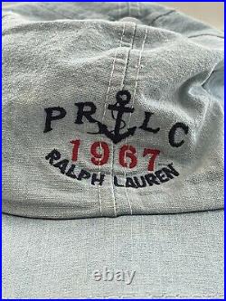 Rare Vintage POLO RALPH LAUREN Chambray Strapback Hat Cap 90s Made In USA