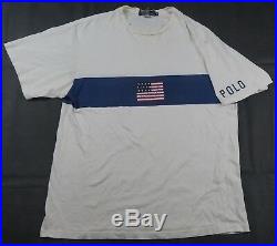 Rare Vintage POLO RALPH LAUREN USA Flag Spell Out Sleeve T Shirt 90s Stadium XL