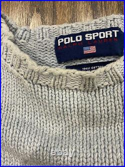 Rare Vintage Polo by Ralph Lauren American Flag Sweater Large Baby Blue