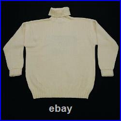 Rare Vintage RALPH LAUREN American USA Flag Turtleneck Sweater 90s Polo Cream M