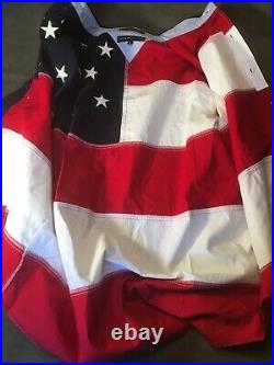 Rare Vintage Tommy Hilfiger American Flag Shirt Spellout 90s USA Size Large MAGA