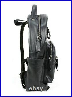 Rawlings Men's Heritage Leather Medium Backpack Zip Front Laptop Sleeve Black