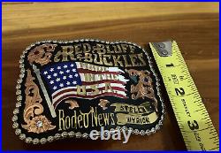 Red Bluff Buckles Belt Buckle Made In USA American Flag Rodeo News