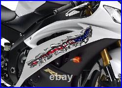 Ripped Metal USA Flag Bike Decal, US Flag Chopper Vinyl Graphics, Big Flag