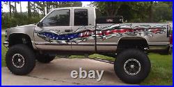 Ripped Metal USA Flag Truck Graphics, US Flag Truck Side Full Color Sticker