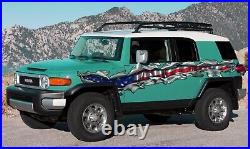 Ripped Metal USA Flag Truck Graphics, US Flag Truck Side Full Color Sticker