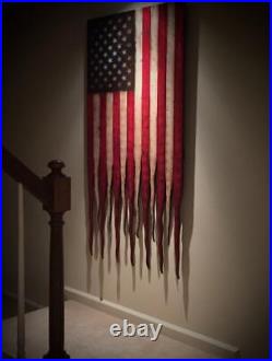Rustic American Flag, American Flag, BURN UNITED STATES Sign, Weathered Flag