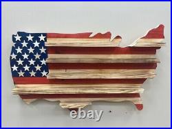 Rustic American USA Flag Challenge Coin Display, Wooden Flag, Military Challenge