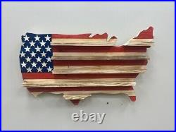 Rustic American USA Flag Challenge Coin Display, Wooden flag, Military challenge