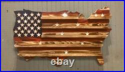 Rustic American USA Flag Challenge Coin Display, Wooden flag, Military challenge