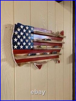 Rustic American USA Flag Knife Display, Knife Holder, Pocket Knife Display, Gift