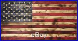 Rustic & Distressed Wooden American Flag Large 37 X 19.5 Handmade To Order USA