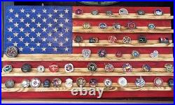 Rustic Military, Border Patrol America Thin Red Line Coin Display Rack Holder
