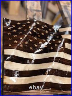 Rustic Waving Wood American Flag, Waving American Flag, Wavy Flag, Burned Flag