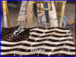 Rustic Waving Wood American Flag, Waving American Flag, Wavy Flag, Burned Flag