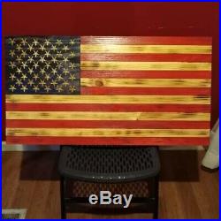 Rustic Wooden American Flag Charred