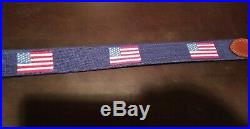 SMATHERS & BRANSON Blue Needlepoint USA AMERICAN FLAG Mens Belt 38