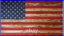 Sawdust Addicts Rustic Handmade American Flag, 13 L x 24 H, Red/White/Blue