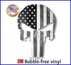 Skull American Flag Black And White Sticker Decal USA Made