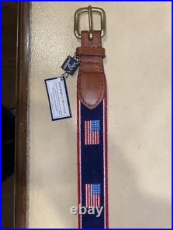 Smathers & Branson American Flag Needlepoint Belt Size 34. USA! USA