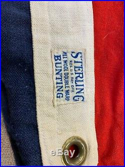 Sterling vintage large USA American Flag 48 stars all wool bunting 6' x 9