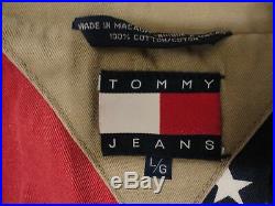 TOMMY HILFIGER Vintage Denim American Flag USA Lined Jean Jacket L